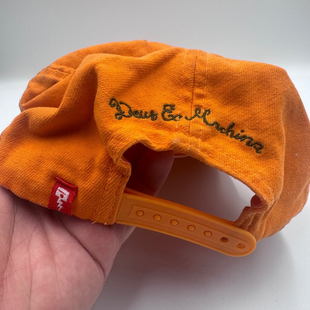 Deus Ex Machina Orange Snapback Hat Motorcycle Parts & Service Logo Cap - Picture 4 of 8